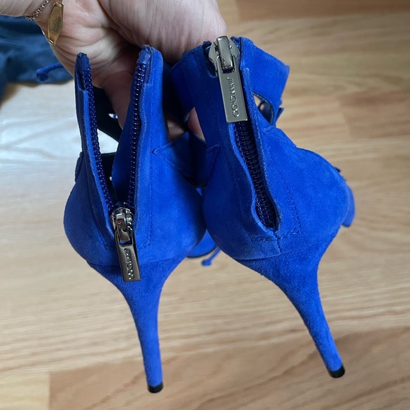 Beautiful Royal blue Suede Heeled lace up Sandals  by Jimmy choo - Picture 2 of 7